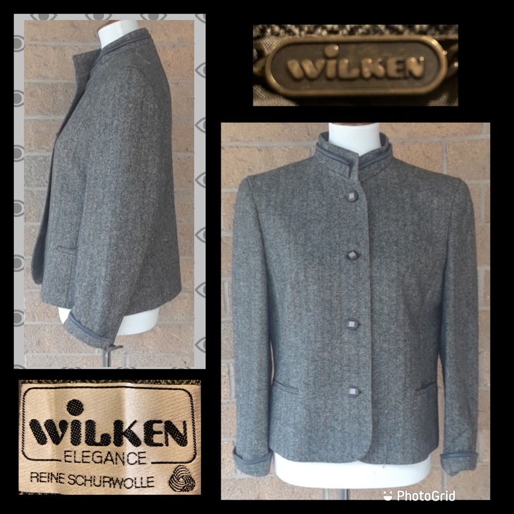 🔑Exquisite Vintage gray Wilken German tweed wool jacket 10